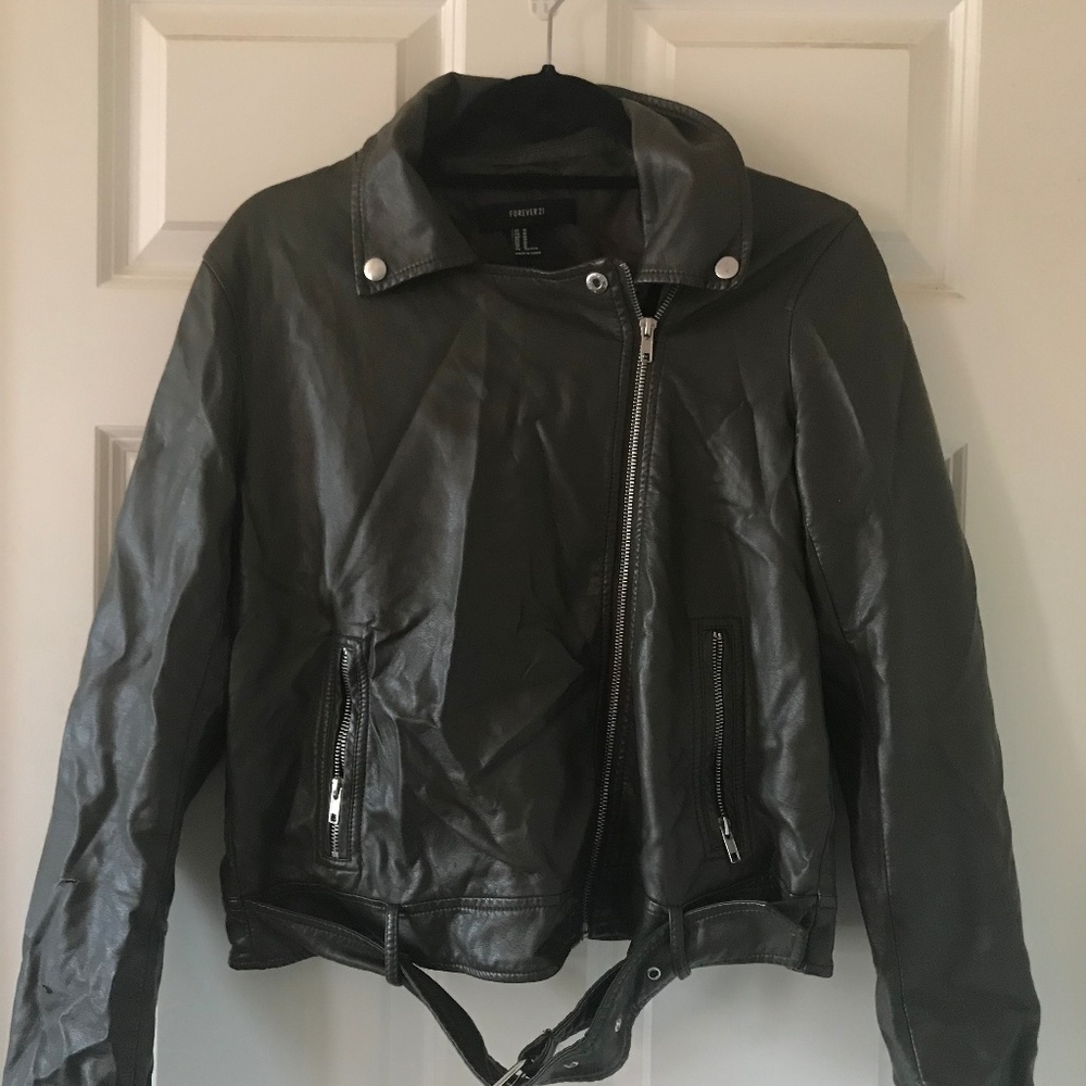 dark olive green motto jacket